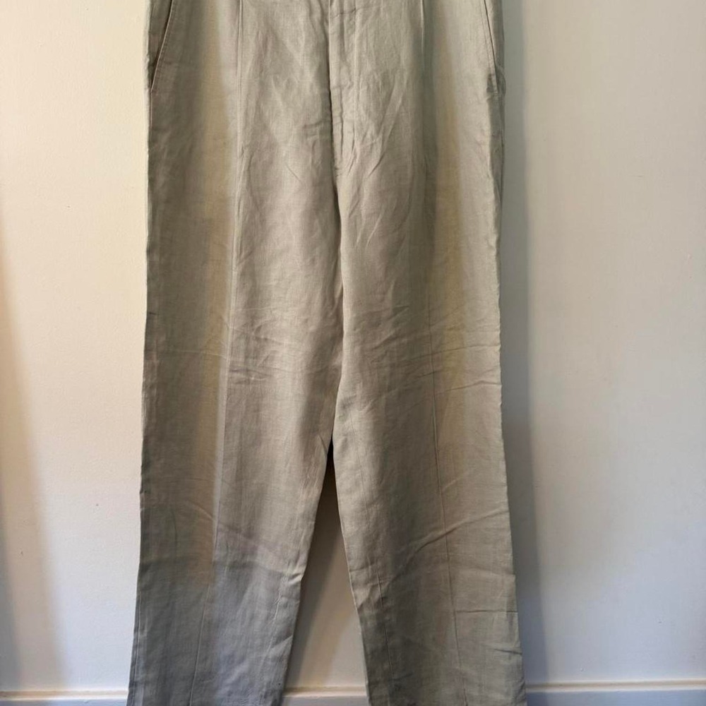 Vtg Inserch Mens Beige 100% Linen Dress Pants Size 38x30 Coastal Casual Summer